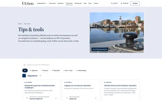 De pagina Tips en tools met een zoekveld, filterknoppen per thema en kaarten met verwijzingen naar externe instrumenten