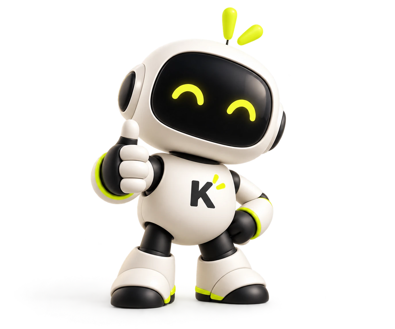 Kritsy, de mascotte van Krits, steekt zijn duim op